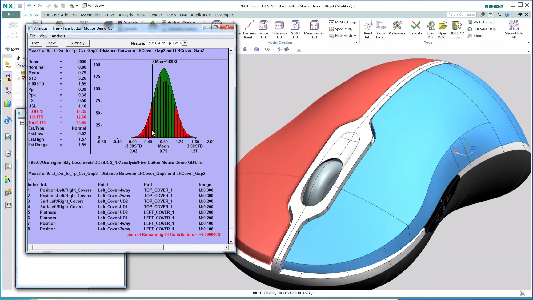 Siemens NX Integrated Tolerance Analysis 3DCS Variation Analyst for NX