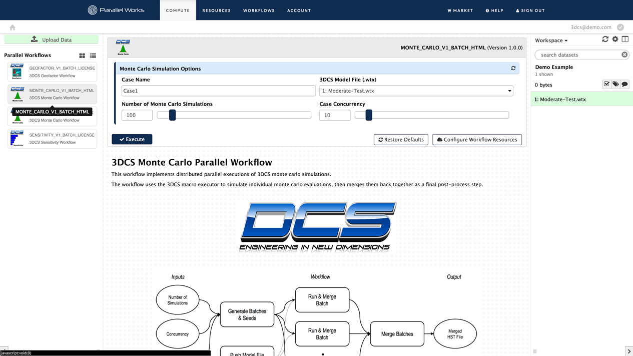 Web Interface for Distributed Computing Powered by Parallel Works